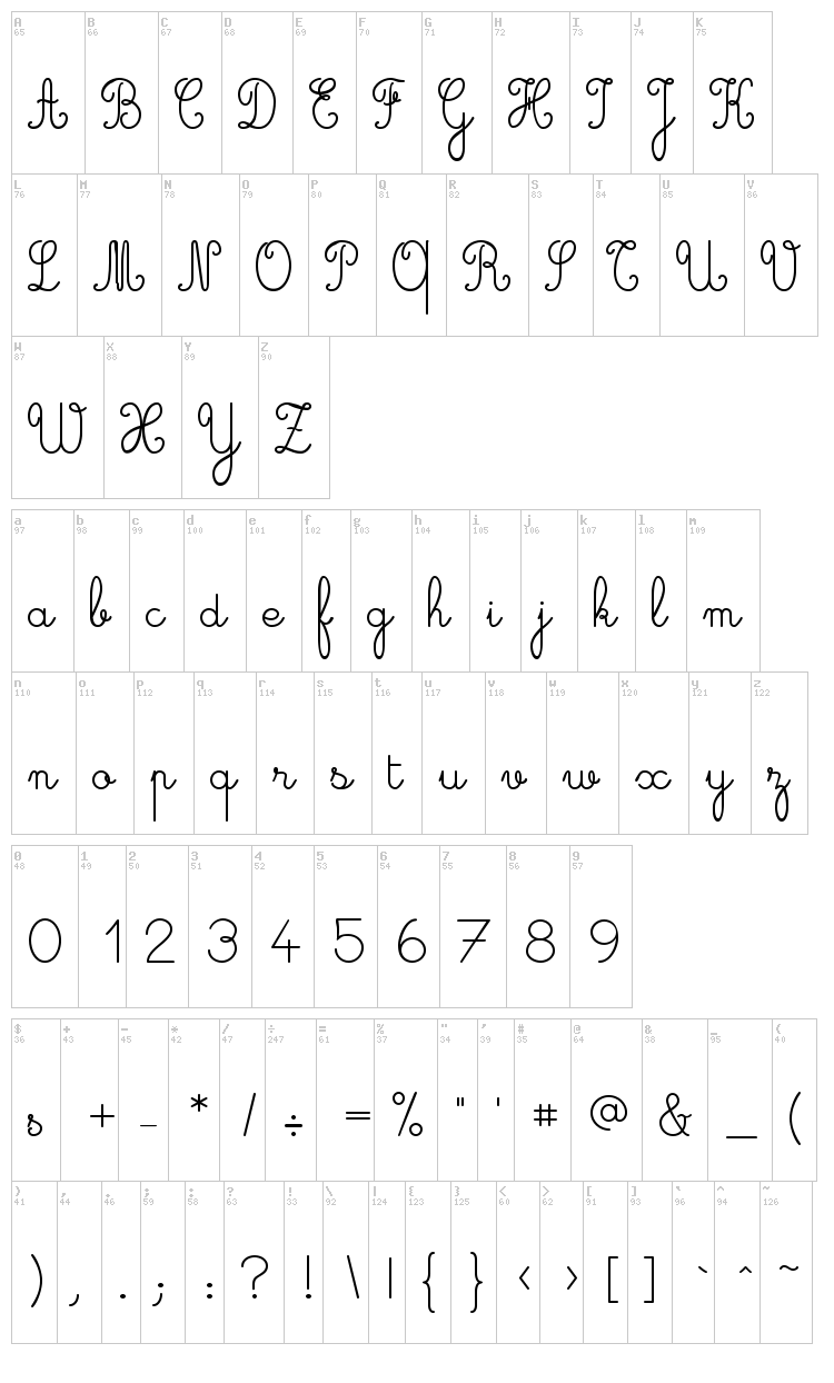 Cursive font map